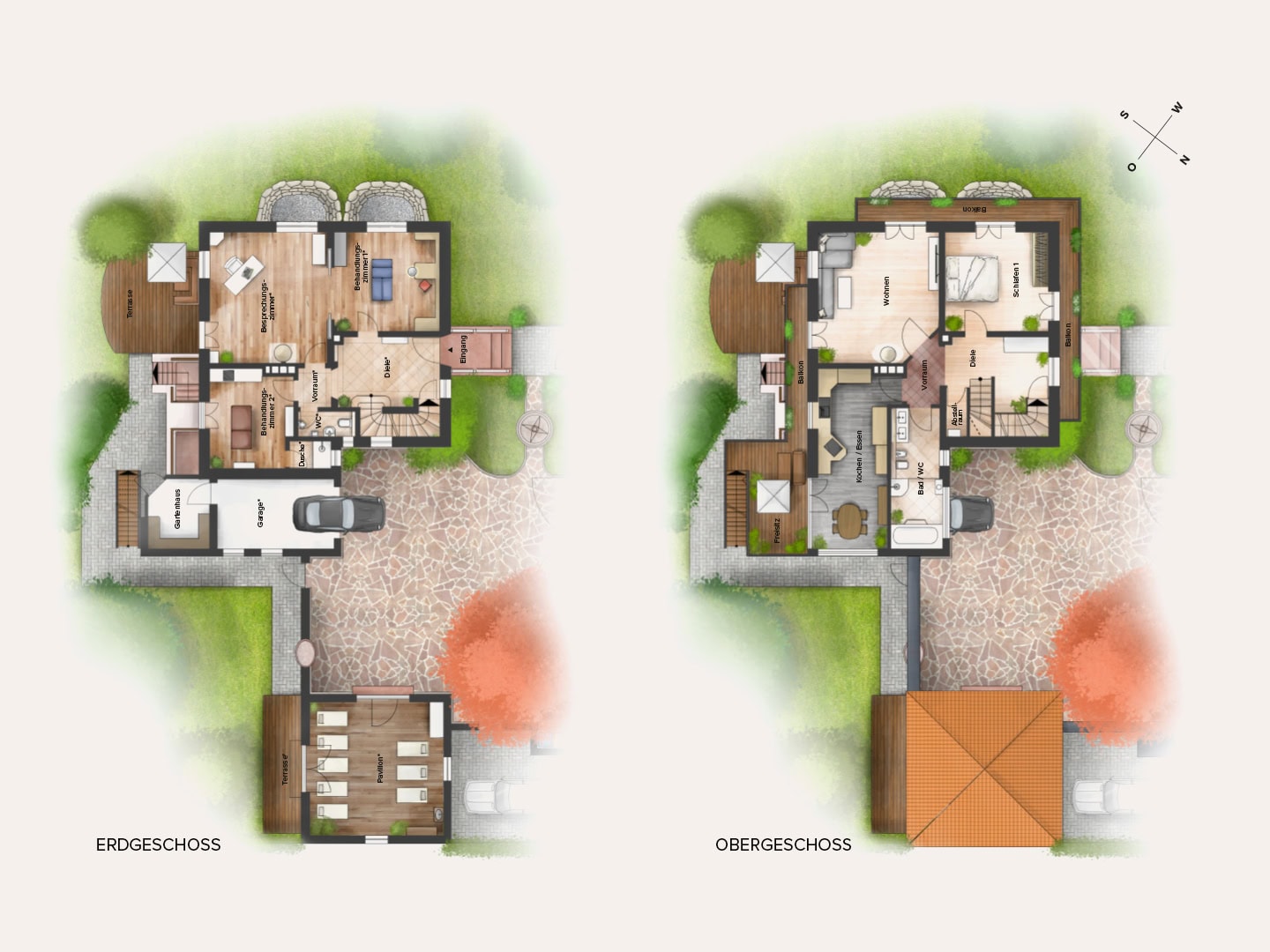 Landhaus Bad Reichenhall – Grundrisse Erdgeschoss und Obergeschoss